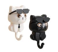 2 Ganchos Para Gatos, Lindo Gancho Para Llaves Gato, Ganchos Autoadhesivos Para Pared, Ganchos Para Abrigos Gatito Con Gafas Sol, Ganchos Para Abrigos Montados Pared, Soporte Llaves Para Hogar