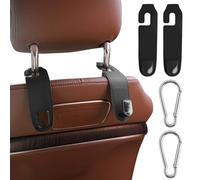 2 ganchos para reposacabezas de coche, ganchos de cuero para monederos y bolsos, accesorios de organización de coche, ganchos para reposacabezas para monederos y bolsos, ganchos de coche (negro) con 2