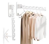 2 ganchos plegables para colgar ropa, percheros de pared, ganchos plegables, ganchos para colgar ropa, colgadores de pared, giratorios 180°, para balcón, cuarto de baño, color blanco