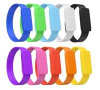 2 GB Bracelet USB Stick, Pack of 10 USB Sticks, Multicoloured USB 2.0 USB Flash Drives 2GB, Portable, Affordable Memory Stick Pendrive, Colourful Flash Drives for Kindertag FEBNISCTE