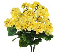 2 geranios artificiales, flores artificiales de seda que se utilizan para decoración del hogar, interior, jardín al aire libre, patio, jarrón, decoración de mesa, decoración del hogar (amarillo)