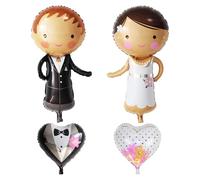 2 globos de boda, 2 globos de amor, globos de aluminio para novios y novios, globos de decoración de bodas, herramientas de fotos de boda