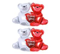2 Globos de Oso de Papel de Aluminio en Forma de Corazón - Decoración Reutilizable para Bodas y Fiestas - Diseño Personalizado