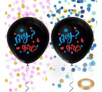 2 globos de revelación de género, globo jumbo de revelación de género de bebé de 36 pulgadas con confeti rosa y azul, revelación de género de niño o niña para baby shower y géneros, ideas de