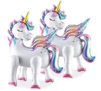 2 globos de unicornio, globos de papel de aluminio 3D de pie, globos de unicornio con patas, globos de helio de unicornio, decoración de cumpleaños infantiles, decoración para niñas y niños