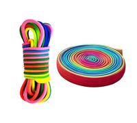 2 Gomas Cuerda de Saltar Goma Elástica Banda Saltador Niños Arcoiris Gummitwist Skip it Twister Gioco Bambini Juegos Exterior niños Giochi da Giardino Bola de Salto Tobillo niña Salto Corda
