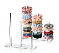 2 gomas para el pelo, organizador de pinzas de pelo acrílico, transparente, soporte para coletero para mujeres, cumpleaños, festival