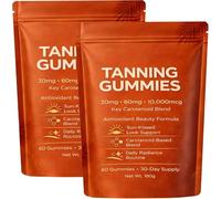2 gomitas bronceadoras de bronceado rápido sin sol, astaxantina, betacaroteno y mezcla de licopeno con vitaminas C y E, mejorando el tono natural de la piel