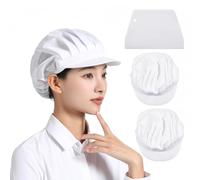 2 Gorros de Media Malla Blanca y Media Tela Con Rascador, de Trabajo de Catering, de Cocina, Antiaceite y Anticaída, Blanco