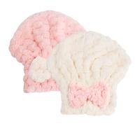 2 gorros para secar el cabello, toalla absorbente para el cabello para mujeres, toalla de terciopelo de nube con diseño de lazo