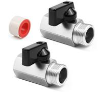 2 Grifos de Bola de Latón de 1/2 Pulgada - Mini Grifo de Bola, Válvula de Cierre de Latón, VáLvulas de Bola con Rosca Interior, para Cocina, Baño y Wc, Fácil Mantenimiento (Negro)