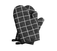 2 Guantes de Cocina aislantes, Resistentes al Calor, for microondas y Horno con Rejilla Gruesa(Black)