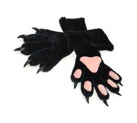 2 guantes de felpa acogedores de cinco dedos para disfraz de Halloween para mayor comodidad y encanto en climas fríos. Guantes de juego de rol, Negro, Talla única