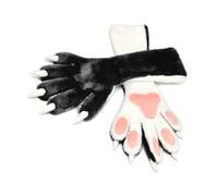 2 guantes de felpa acogedores de cinco dedos para disfraz de Halloween para mayor comodidad y encanto en climas fríos. Guantes de juego de rol, negro, blanco, Talla única