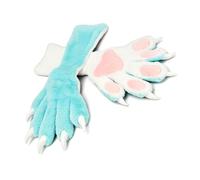 2 guantes de felpa acogedores de cinco dedos para disfraz de Halloween para mayor comodidad y encanto en climas fríos. Guantes de juego de rol, Blanco y azul., Talla única