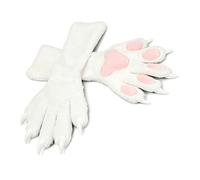 2 guantes de felpa acogedores de cinco dedos para disfraz de Halloween para mayor comodidad y encanto en climas fríos. Guantes de juego de rol, Blanco a, Talla única