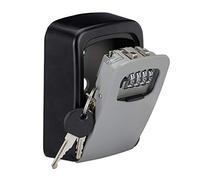 2 Guarda Llaves con Código, Caja Seguridad Pared, Armario, Key Safe, Aluminio, 11,5x9x4 cm, Negro-Gris