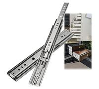 2 guías para cajones Resistentes con Cierre Suave - Rieles deslizantes con rodamientos de Bolas de Metal de 3 Pliegues - Extensión Completa - Desmontable - Guías para cajones industriales para