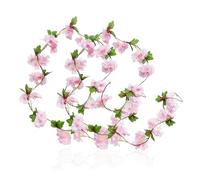 2 guirnaldas de flores de cerezo artificiales de ratán con flores de cerezo artificiales, decoración de jardín de bodas (rosa claro)