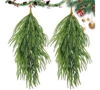 2 guirnaldas de lágrimas artificiales de pino de Navidad | Corona de lágrima de invierno para interiores y exteriores, fiestas, reuniones, entrada, chimenea