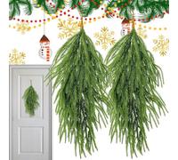 2 guirnaldas de lágrimas artificiales de pino de Navidad | Guirnalda de temporada para interiores y exteriores, hogar, fiesta, reunión, entrada, chimenea
