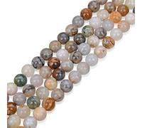 2 hebras de piedras preciosas curativas de ágata de hoja de bambú natural de 10 mm, cuentas sueltas redondas espaciadoras (68-72 piezas) para hacer joyas artesanales -o13-7-21-9-10
