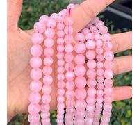 2 hebras de piedras preciosas curativas de cristal rosa de cuarzo rosa natural, cuentas redondas sueltas de 8 mm, espaciador de piedra preciosa (88-94 piezas) para hacer joyas y manualidades GS10-8