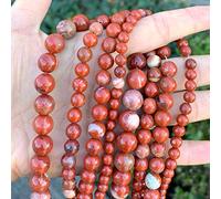 2 hebras de piedras preciosas curativas de jaspe rojo natural de 10 mm, cuentas sueltas redondas espaciadoras (68-72 piezas) para hacer joyas artesanales -o13-7-21-95-10