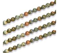 2 hebras de piedras preciosas curativas de jaspe verde natural de riolita tropical de 10 mm, cuentas sueltas redondas espaciadoras (68-72 piezas) para hacer joyas artesanales -o13-7-21-9-10
