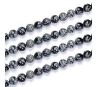 2 hebras de piedras preciosas curativas de obsidiana natural de copo de nieve de 10 mm, cuentas sueltas redondas espaciadoras de piedras preciosas (68-72 piezas) para hacer joyas artesanales -o13-7-21