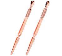 2 herramientas de arte de uñas de acero inoxidable de oro rosa para pellizcar cutículas empujador - multifunción pinzas falsas para moldear uñas herramienta de manicura