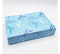 2 hojas 2 etiquetas 16th Happy Birthday Celebrate Hooray Blue Papel de regalo para hombre de 16 años (PA)