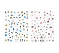 2 Hojas 5D en Relieve Uñas Pegatinas, Conchas Marinas Estrellas de Mar Decoraciones para Uñas Océano Verano Playa Autoadhesivas Pegatinas para Uñas Bricolaje Diseño para Mujeres Niñas