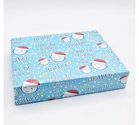 2 hojas con 2 etiquetas de caras lindas con texto en inglés "Happy 1st Christmas As My Brother", papel de regalo para primera Navidad, relaciones familiares, color azul (PA)