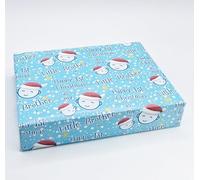 2 hojas con 2 etiquetas de caras lindas con texto en inglés "Happy 1st Christmas As My Little Brother", papel de regalo para primera Navidad, relaciones familiares, color azul (PA)