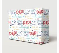 2 hojas con 2 etiquetas de regalo para el Día del Padre con el texto en inglés "Best Dad Ever", papel de regalo multicolor (PA)