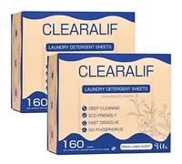 2 hojas de detergente para hasta 320 lavados, ropa fresca, ideal para viajes, apartamentos, dormitorios, tiras de detergente CLEARALIF ecológicas e hipoalergénicas, 80 hojas
