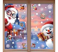 2 hojas de muñeco de nieve, Papá Noel, reno, ventana, pegatina estática no adhesiva, decoración navideña