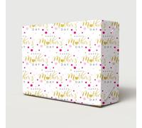 2 hojas de papel de regalo, 2 etiquetas, diseño elegante, diseño de lunares, color blanco