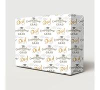 2 hojas de papel de regalo para graduación, 2 etiquetas, papel de regalo para hombres/mujeres/unisex, blanco, negro y dorado, papel de regalo para graduado (PA)