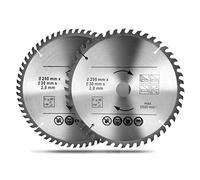 2 hojas de sierra circular, 250 mm x 30 mm, 48 y 60 dientes, Disco de Corte Madera manual TCT, hoja TCT de corte fino de aleación de para madera plástico fibra de vidrio cobre y aluminio