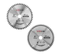 2 hojas de sierra circular Saxton TCT de 150 mm x 20 mm, orificio de 48 y 60 dientes + anillo de 16 mm y 10 mm, compatible con Ryobi Bosch, Makita Dewalt