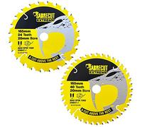 2 hojas de sierra circular SCCSFK165CR SabreCut de 165mm 24 dientes y 40 dientes x 20mm compatibles con Dewalt Bosch Makita y muchos otros