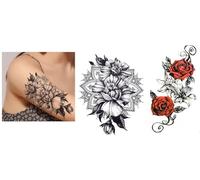 2 hojas de tatuaje temporal rosa rosa flor tatuaje HB516 KM188