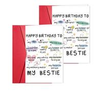 2 hojas divertidas de tarjeta de cumpleaños con sobre, tarjeta de cumpleaños única para mejor amiga, para tu hermana y alma gemela, regalo de cumpleaños sincero