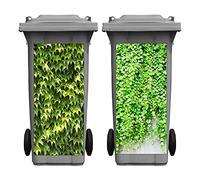 2 Hojas Pegatinas de Hojas de Hiedra para Contenedor de Basura con Ruedas Pegatina Adhesiva para Cubo de Basura Calcomanía Decorativa Grande de Hojas Verdes para Pared, 15,74 x 32,28 Pulg.