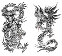 2 hojas tatuajes temporales dragón dragón tatuaje brazo tatuaje tatuajes XQB601 602