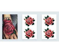 2 hojas Temporary Traditional Rose Tattoo Old School Tattoo SKM201x2