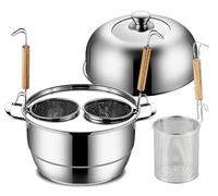 2 Holes Pasta Cooker Insert Set,Commercial Stock Pot,Hangable Lid,With Divider And Colander Strainer,For Home Kitchen Restaurant Cookware, LJJY-KK, a, c