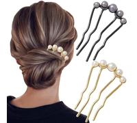 2 horquillas de pelo en forma de U con perlas, peine lateral para novia, elegante, pasador de metal, pinzas vintage para mujeres y niñas, accesorios de estilo francés, boda, fiesta, vacaciones, uso